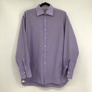 PINK Thomas Pink Men’s Striped Button Down Dress Shirt Career Blue Size 16/34.5